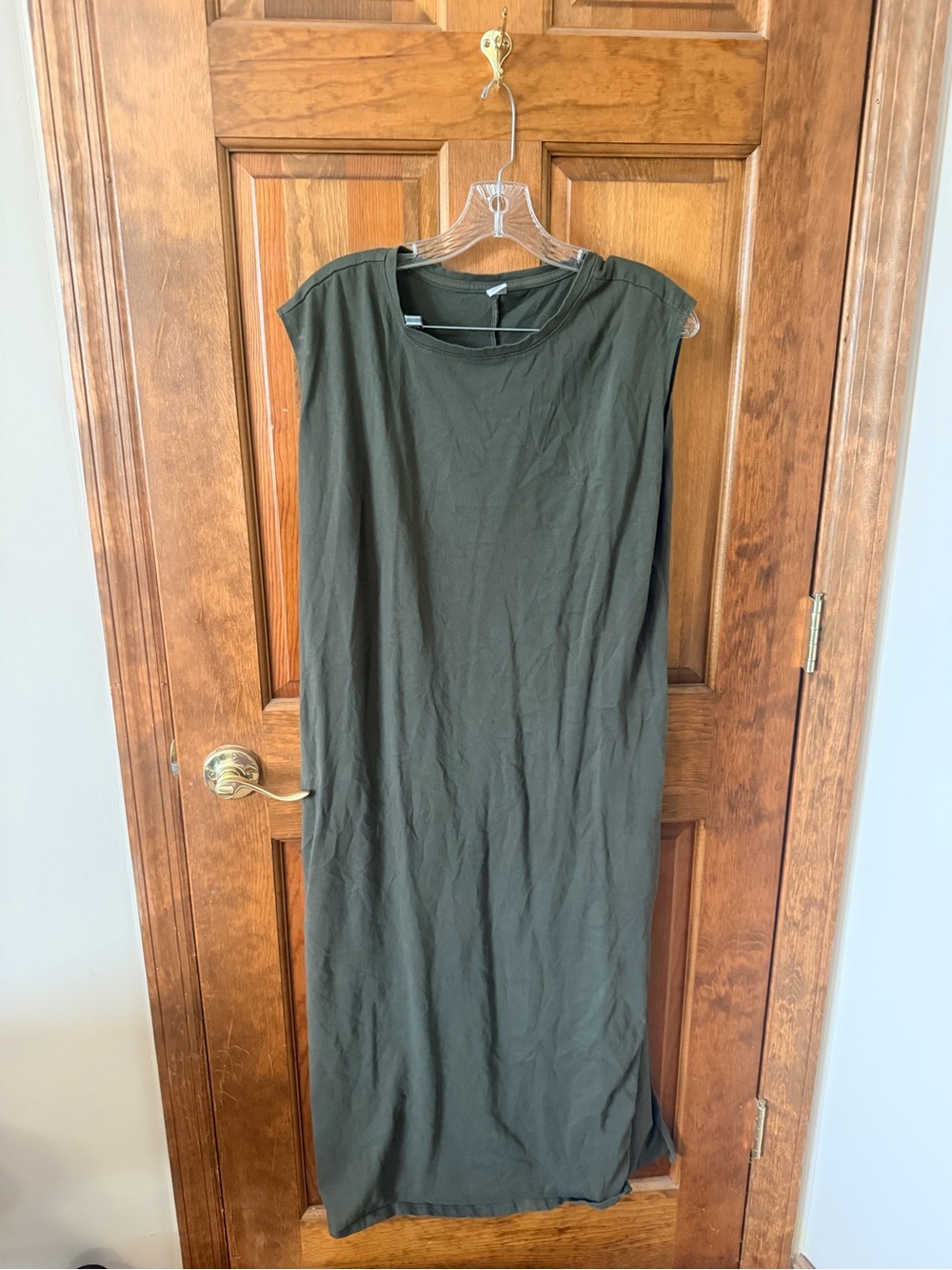 Classic Sleeveless Olive Green Maxi Dress